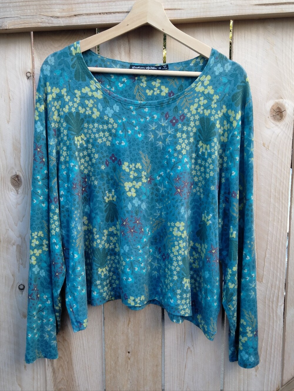 Gudrun Sjoden Ylfa Jersey Top Floral Long Sleeve Round Neck Women's Size XXL
